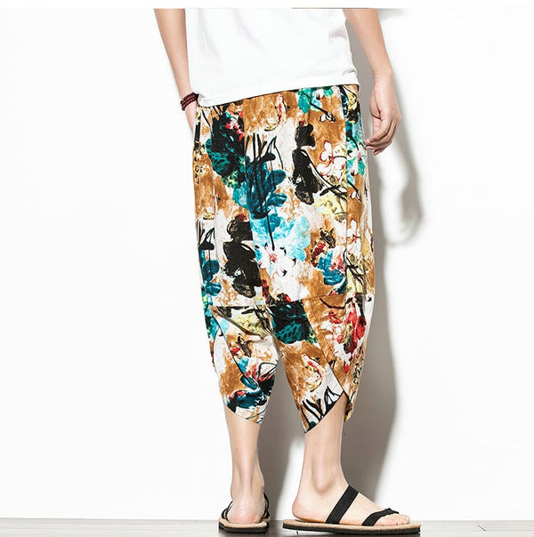 Streetwear Harem Pants Men Calf Length Cotton Bermuda Masculina Wide-legged Bloomers Hip Hop Male Pants Dropshipping | Vimost Shop.