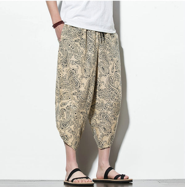 Streetwear Harem Pants Men Calf Length Cotton Bermuda Masculina Wide-legged Bloomers Hip Hop Male Pants Dropshipping | Vimost Shop.