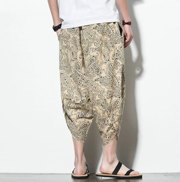 Streetwear Harem Pants Men Calf Length Cotton Bermuda Masculina Wide-legged Bloomers Hip Hop Male Pants Dropshipping | Vimost Shop.