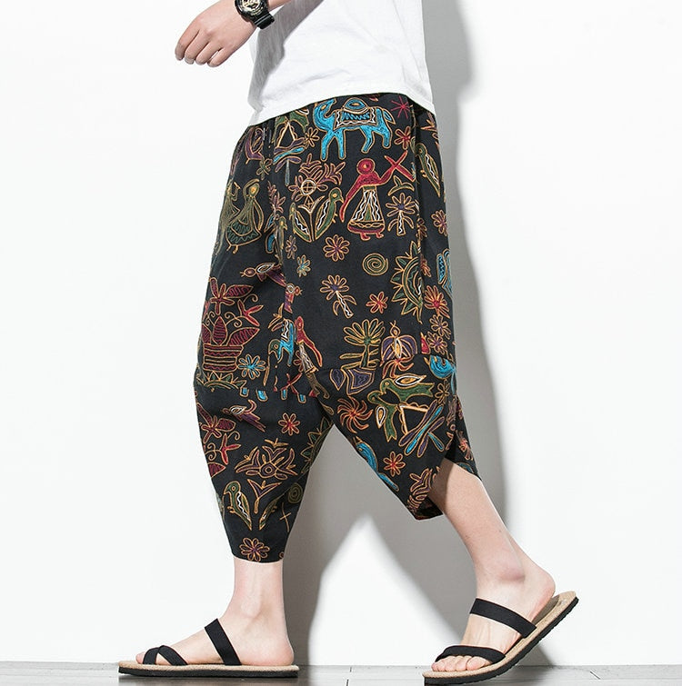 Streetwear Harem Pants Men Calf Length Cotton Bermuda Masculina Wide-legged Bloomers Hip Hop Male Pants Dropshipping | Vimost Shop.