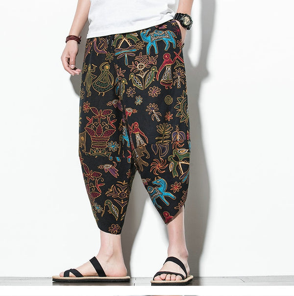 Streetwear Harem Pants Men Calf Length Cotton Bermuda Masculina Wide-legged Bloomers Hip Hop Male Pants Dropshipping | Vimost Shop.