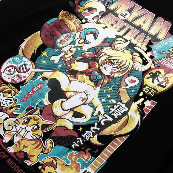 Men Hip Hop T Shirt Funny Anime Girl Japanese Harajuku Streetwear Tshirt Long Sleeve Tops Tees Cotton Loose Cartoon T-Shirts | Vimost Shop.