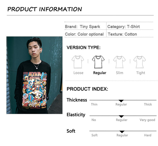 Men Hip Hop T Shirt Funny Anime Girl Japanese Harajuku Streetwear Tshirt Long Sleeve Tops Tees Cotton Loose Cartoon T-Shirts | Vimost Shop.