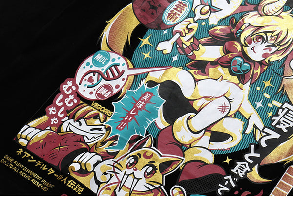 Men Hip Hop T Shirt Funny Anime Girl Japanese Harajuku Streetwear Tshirt Long Sleeve Tops Tees Cotton Loose Cartoon T-Shirts | Vimost Shop.