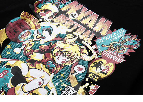 Men Hip Hop T Shirt Funny Anime Girl Japanese Harajuku Streetwear Tshirt Long Sleeve Tops Tees Cotton Loose Cartoon T-Shirts | Vimost Shop.
