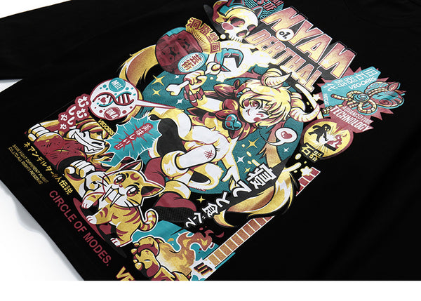Men Hip Hop T Shirt Funny Anime Girl Japanese Harajuku Streetwear Tshirt Long Sleeve Tops Tees Cotton Loose Cartoon T-Shirts | Vimost Shop.