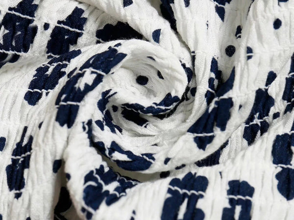 Navy Floral Print Summer Cotton Blouses Women Casual Back Elastic Short Sleeve Cropped Shirt Cool Girls Streetwear Tops | Vimost Shop.