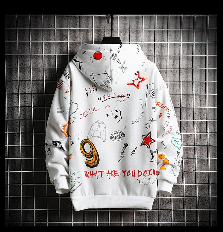 Men's Winter Hoodies Men Spring Anime Graffiti Sweatshirt Male Hip Hop Harajuku Japanese Streetwear Casual Hoodie Men | Vimost Shop.