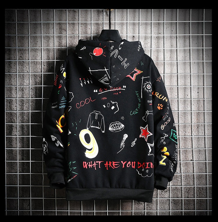 Men's Winter Hoodies Men Spring Anime Graffiti Sweatshirt Male Hip Hop Harajuku Japanese Streetwear Casual Hoodie Men | Vimost Shop.