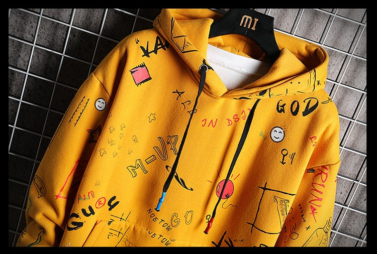 Men's Winter Hoodies Men Spring Anime Graffiti Sweatshirt Male Hip Hop Harajuku Japanese Streetwear Casual Hoodie Men | Vimost Shop.