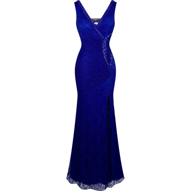 Women's Evening Dress Off Shoulder Lace Beading Crystal Maxi Elegant Bodycon Party Gwon Red | Vimost Shop.