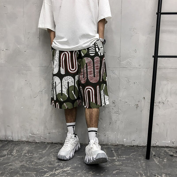 Men's Shorts Harajuku Colorful Graphic Summer Bermuda Beach Baggy | Vimost Shop.