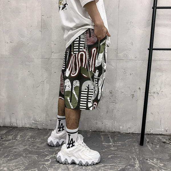 Men's Shorts Harajuku Colorful Graphic Summer Bermuda Beach Baggy | Vimost Shop.