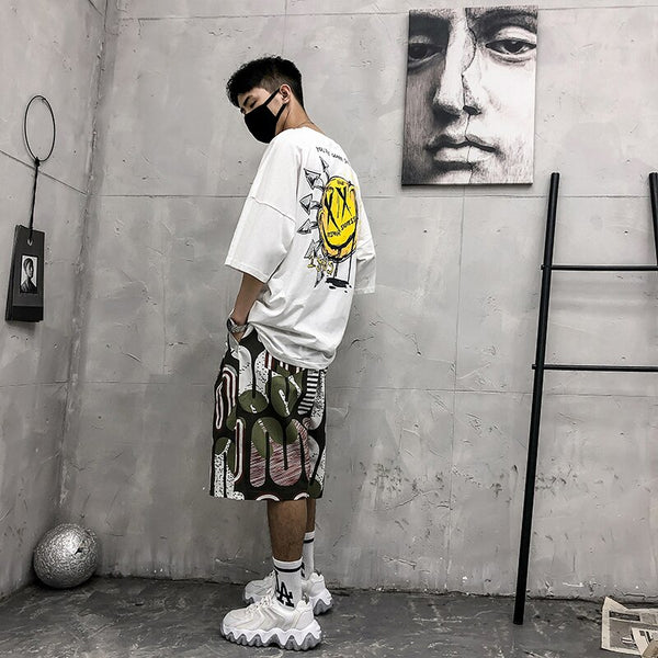 Men's Shorts Harajuku Colorful Graphic Summer Bermuda Beach Baggy | Vimost Shop.