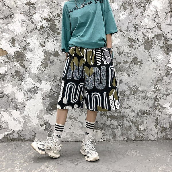Men's Shorts Harajuku Colorful Graphic Summer Bermuda Beach Baggy | Vimost Shop.