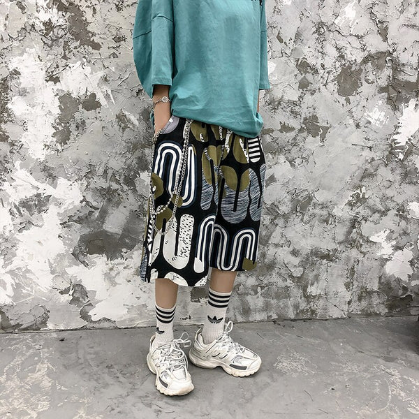 Men's Shorts Harajuku Colorful Graphic Summer Bermuda Beach Baggy | Vimost Shop.