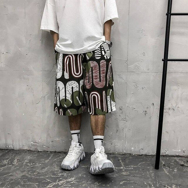 Men's Shorts Harajuku Colorful Graphic Summer Bermuda Beach Baggy | Vimost Shop.