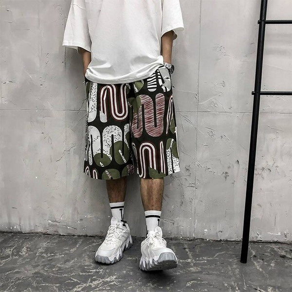 Men's Shorts Harajuku Colorful Graphic Summer Bermuda Beach Baggy | Vimost Shop.