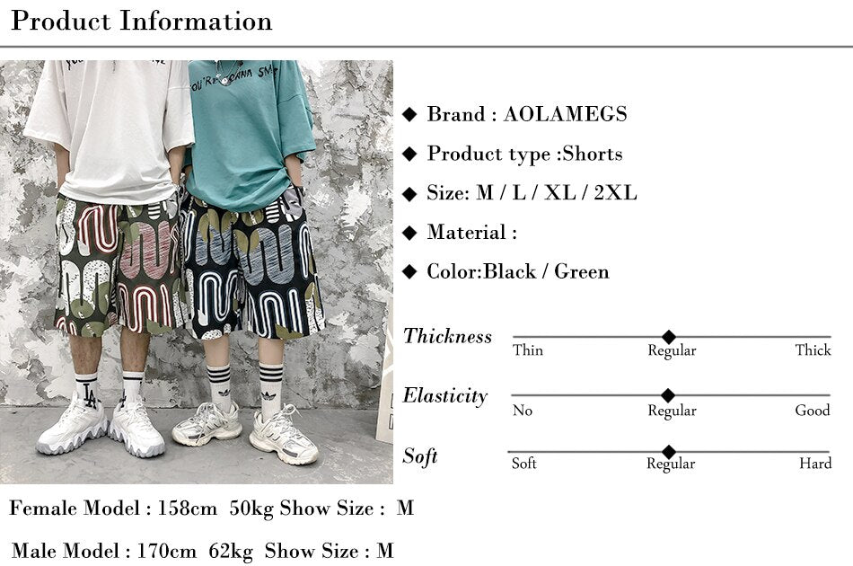 Men's Shorts Harajuku Colorful Graphic Summer Bermuda Beach Baggy | Vimost Shop.
