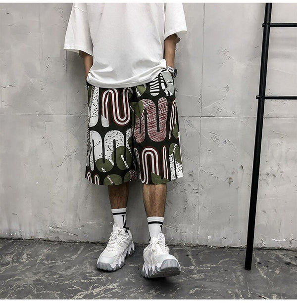 Men's Shorts Harajuku Colorful Graphic Summer Bermuda Beach Baggy | Vimost Shop.