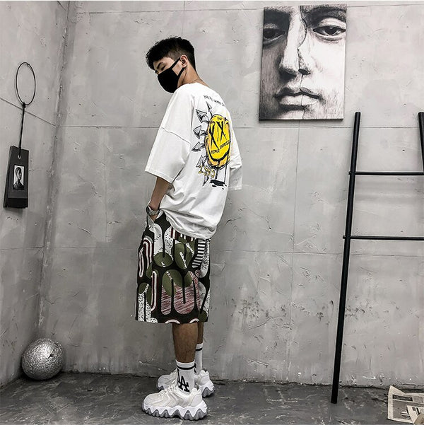 Men's Shorts Harajuku Colorful Graphic Summer Bermuda Beach Baggy | Vimost Shop.