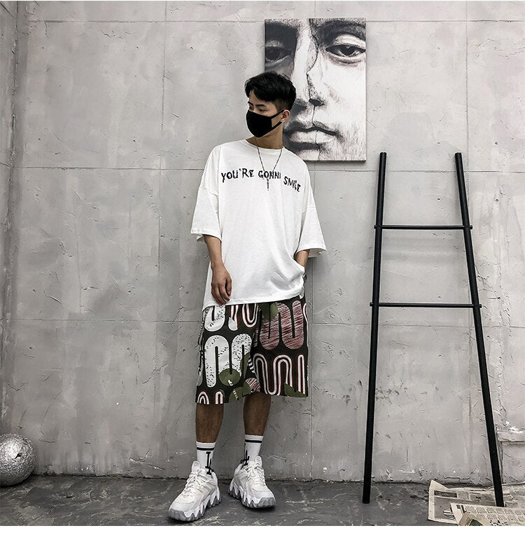 Men's Shorts Harajuku Colorful Graphic Summer Bermuda Beach Baggy | Vimost Shop.