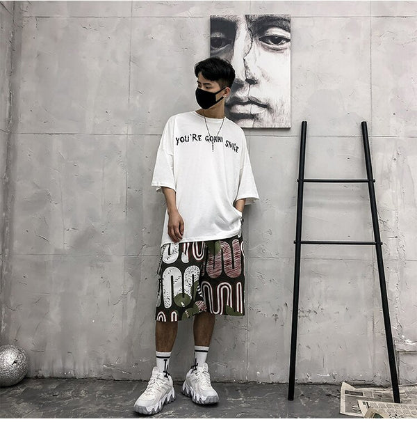 Men's Shorts Harajuku Colorful Graphic Summer Bermuda Beach Baggy | Vimost Shop.