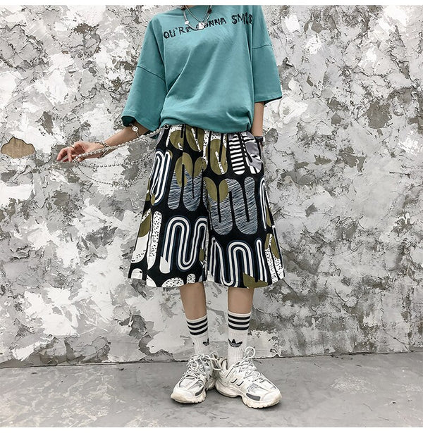 Men's Shorts Harajuku Colorful Graphic Summer Bermuda Beach Baggy | Vimost Shop.