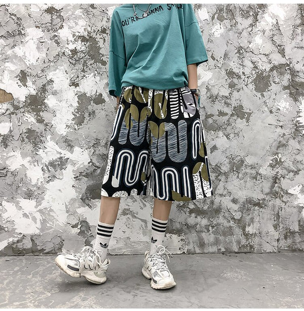 Men's Shorts Harajuku Colorful Graphic Summer Bermuda Beach Baggy | Vimost Shop.