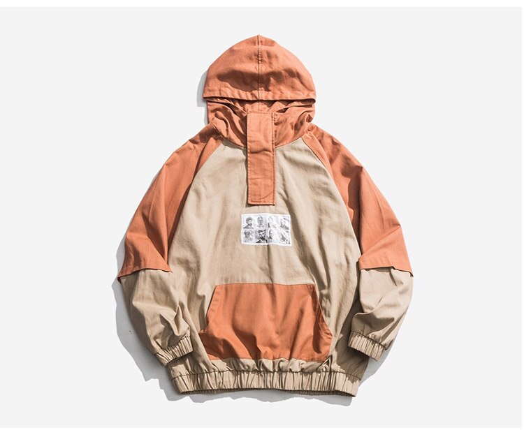 Men Patchwork Pullover Sweatshirt Street Harajuku Hip Hop Streetwear Spring Hoodie | Vimost Shop.