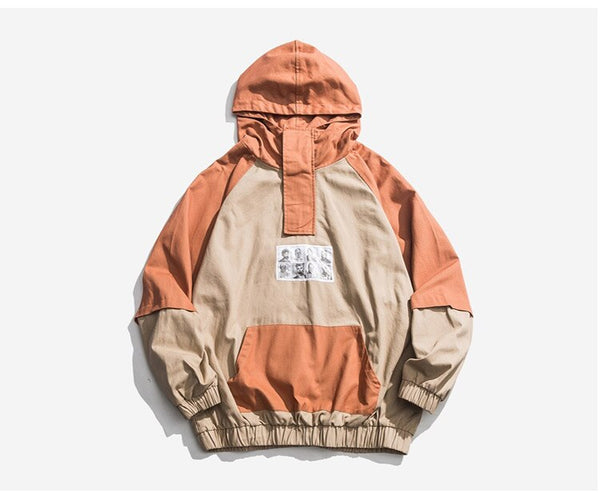 Men Patchwork Pullover Sweatshirt Street Harajuku Hip Hop Streetwear Spring Hoodie | Vimost Shop.