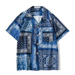 Fashion Korean Shirts Men Women Vintage Hawaiian Trend Casual Streetwear Hip Hop Shirt Orange Short Sleeve Tops Clothes