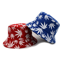 Panama Women Reversible Bucket Hats Leaf Printed Hip Hop Sun Hat Men Cotton Casual Fisherman Hats Caps