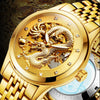 Luxury Top Brand Dragon Design Automatic Watch Men Skeleton Gold Full Stainless steel Wristwatch Mechanical Skeleton Steampunk | Vimost Shop.