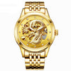 Luxury Top Brand Dragon Design Automatic Watch Men Skeleton Gold Full Stainless steel Wristwatch Mechanical Skeleton Steampunk | Vimost Shop.