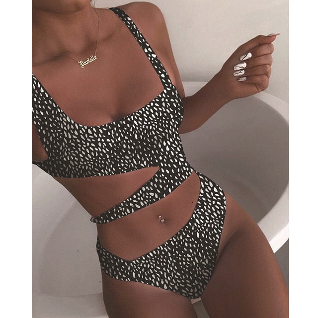 New Sexy White One Piece Swimsuit Women Cut Out Swimwear Push Up Monokini Bathing Suits Beach Wear Swimming Suit For Women | Vimost Shop.