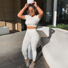 Yoga Set Sport Outfits Women Yoga clothing Seamless Short Sleeve Crop Top T-Shirt Leggings Summer Run Workout Gym Suit Sets | Vimost Shop.