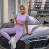 Yoga Set Sport Outfits Women Yoga clothing Seamless Short Sleeve Crop Top T-Shirt Leggings Summer Run Workout Gym Suit Sets | Vimost Shop.