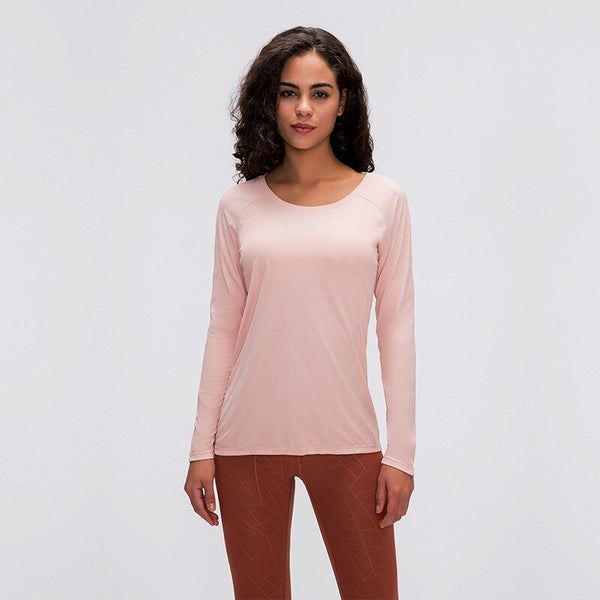 Workout Shirts for Women Nylon Spandex Yoga Long Sleeved Shirts Womens Breathable Lightweight Loose Running Sport Tops | Vimost Shop.