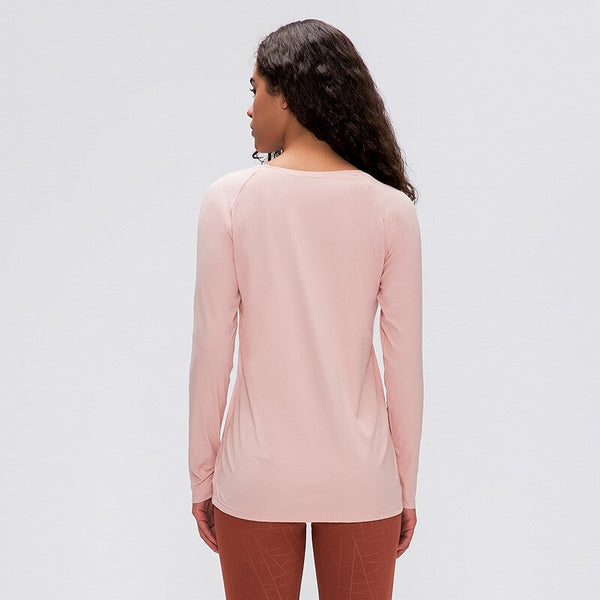 Workout Shirts for Women Nylon Spandex Yoga Long Sleeved Shirts Womens Breathable Lightweight Loose Running Sport Tops | Vimost Shop.