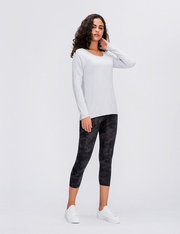 Workout Shirts for Women Nylon Spandex Yoga Long Sleeved Shirts Womens Breathable Lightweight Loose Running Sport Tops | Vimost Shop.