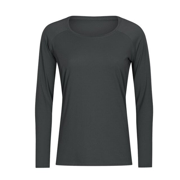 Workout Shirts for Women Nylon Spandex Yoga Long Sleeved Shirts Womens Breathable Lightweight Loose Running Sport Tops | Vimost Shop.