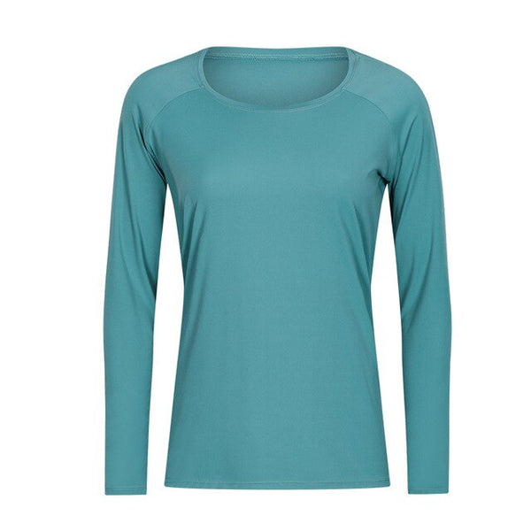 Workout Shirts for Women Nylon Spandex Yoga Long Sleeved Shirts Womens Breathable Lightweight Loose Running Sport Tops | Vimost Shop.