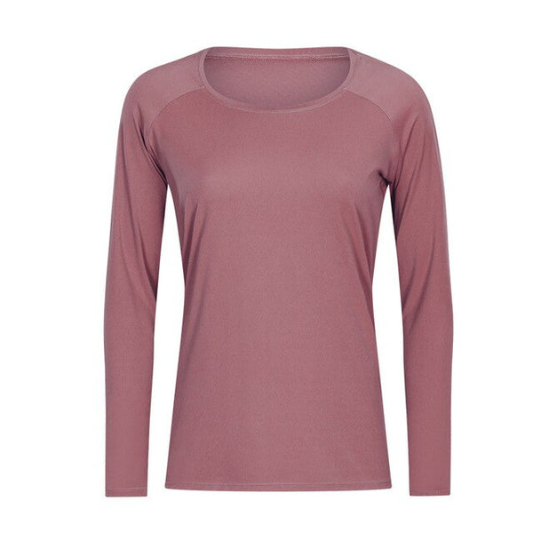Workout Shirts for Women Nylon Spandex Yoga Long Sleeved Shirts Womens Breathable Lightweight Loose Running Sport Tops | Vimost Shop.