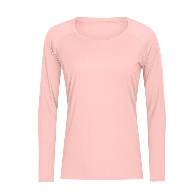 Workout Shirts for Women Nylon Spandex Yoga Long Sleeved Shirts Womens Breathable Lightweight Loose Running Sport Tops | Vimost Shop.