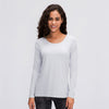 Workout Shirts for Women Nylon Spandex Yoga Long Sleeved Shirts Womens Breathable Lightweight Loose Running Sport Tops | Vimost Shop.
