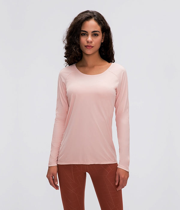 Workout Shirts for Women Nylon Spandex Yoga Long Sleeved Shirts Womens Breathable Lightweight Loose Running Sport Tops | Vimost Shop.