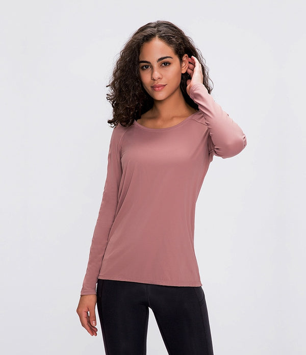 Workout Shirts for Women Nylon Spandex Yoga Long Sleeved Shirts Womens Breathable Lightweight Loose Running Sport Tops | Vimost Shop.