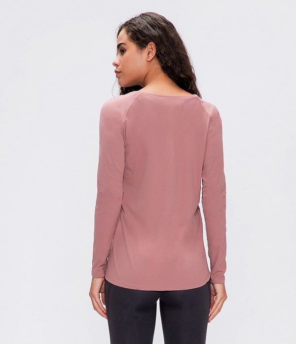 Workout Shirts for Women Nylon Spandex Yoga Long Sleeved Shirts Womens Breathable Lightweight Loose Running Sport Tops | Vimost Shop.