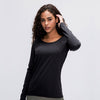 Workout Shirts for Women Nylon Spandex Yoga Long Sleeved Shirts Womens Breathable Lightweight Loose Running Sport Tops | Vimost Shop.